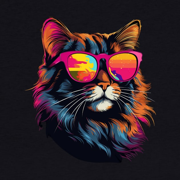 Retro Wave American Curl Cat by Miami Neon Designs